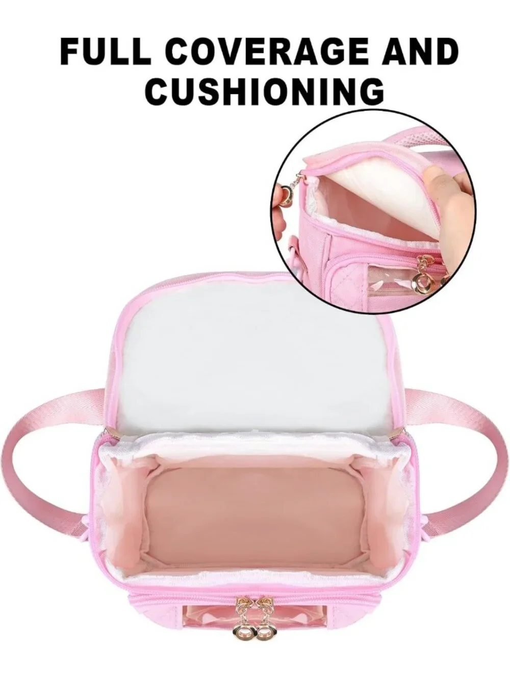 Stylish Pink Crossbody Camera Case for Instant Cameras, Easy Photo Window